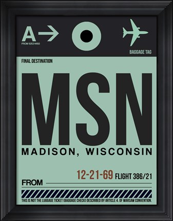 Framed MSN Madison Luggage Tag I Print