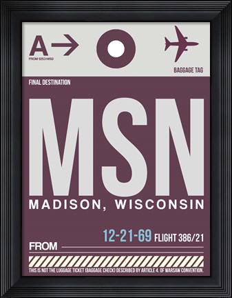 Framed MSN Madison Luggage Tag II Print