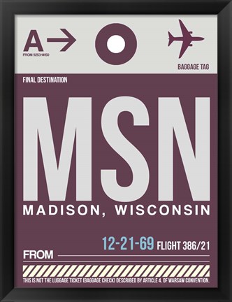 Framed MSN Madison Luggage Tag II Print