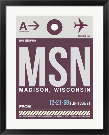 Framed MSN Madison Luggage Tag II Print