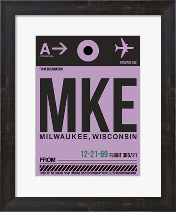 Framed MKE Milwaukee Luggage Tag I Print