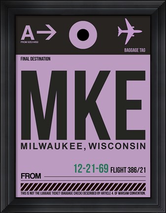 Framed MKE Milwaukee Luggage Tag I Print