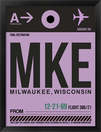 Framed MKE Milwaukee Luggage Tag I Print