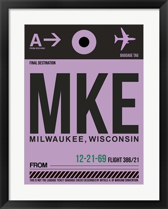 Framed MKE Milwaukee Luggage Tag I Print