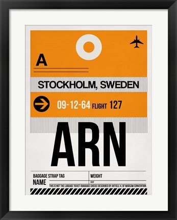 Framed ARN Stockholm Luggage Tag I Print