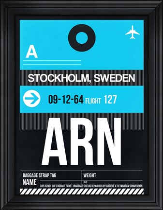 Framed ARN Stockholm Luggage Tag I Print