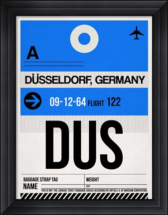 Framed DUS Dusseldorf Luggage Tag I Print