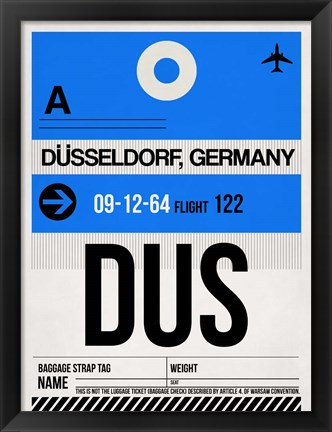 Framed DUS Dusseldorf Luggage Tag I Print