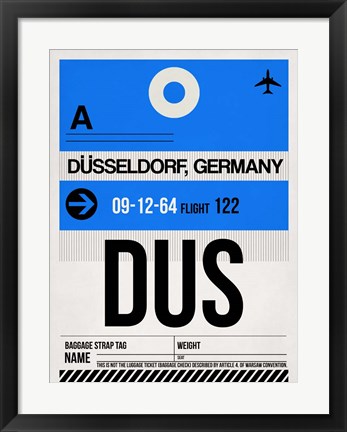 Framed DUS Dusseldorf Luggage Tag I Print