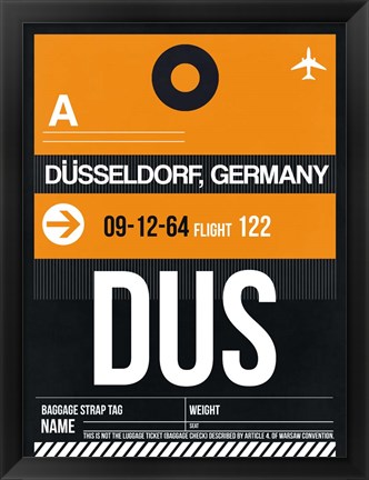 Framed DUS Dusseldorf Luggage Tag II Print