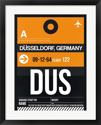 Framed DUS Dusseldorf Luggage Tag II Print