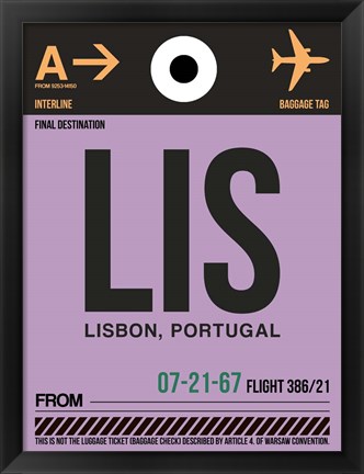 Framed LIS Lisbon Luggage Tag I Print