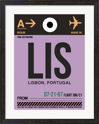 Framed LIS Lisbon Luggage Tag I Print