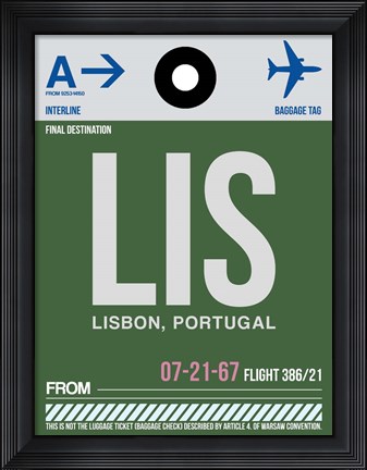 Framed LIS Lisbon Luggage Tag II Print