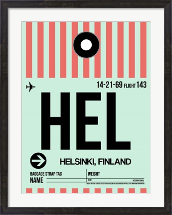 Framed HEL Helsinki Luggage Tag I Print