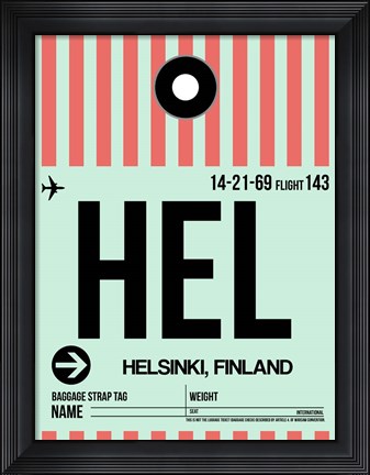 Framed HEL Helsinki Luggage Tag I Print