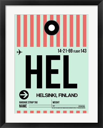 Framed HEL Helsinki Luggage Tag I Print