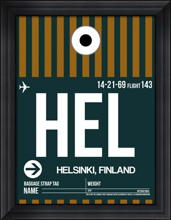 Framed HEL Helsinki Luggage Tag II Print