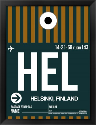 Framed HEL Helsinki Luggage Tag II Print