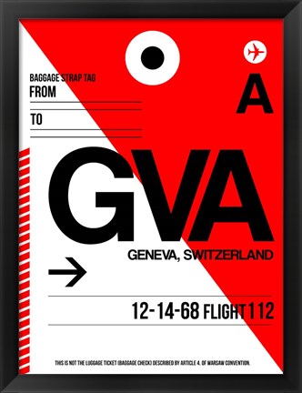 Framed GVA Geneva Luggage Tag I Print