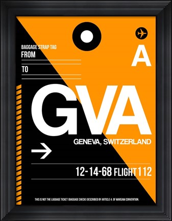 Framed GVA Geneva Luggage Tag II Print
