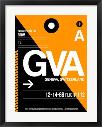 Framed GVA Geneva Luggage Tag II Print