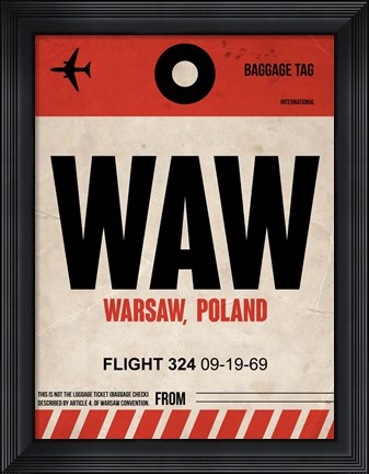 Framed WAW Warsaw Luggage Tag I Print