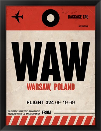 Framed WAW Warsaw Luggage Tag I Print