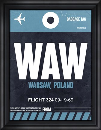 Framed WAW Warsaw Luggage Tag II Print