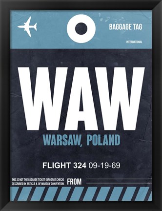 Framed WAW Warsaw Luggage Tag II Print