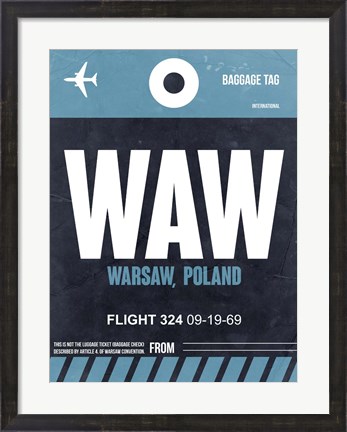 Framed WAW Warsaw Luggage Tag II Print
