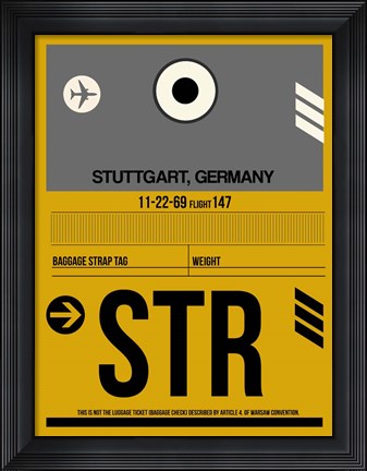 Framed STR Stuttgart Luggage Tag I Print