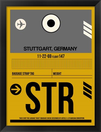 Framed STR Stuttgart Luggage Tag I Print