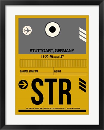 Framed STR Stuttgart Luggage Tag I Print