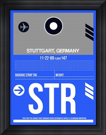 Framed STR Stuttgart Luggage Tag II Print