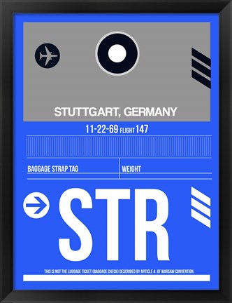 Framed STR Stuttgart Luggage Tag II Print