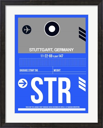 Framed STR Stuttgart Luggage Tag II Print