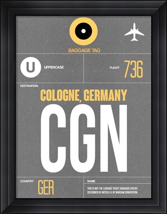 Framed CGN Cologne Luggage Tag II Print