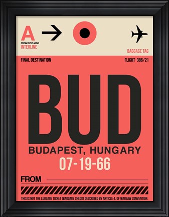 Framed BUD Budapest Luggage Tag I Print