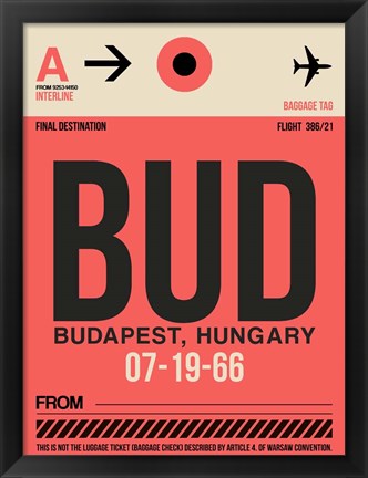 Framed BUD Budapest Luggage Tag I Print