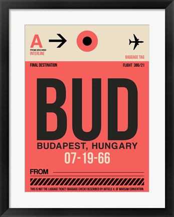 Framed BUD Budapest Luggage Tag I Print