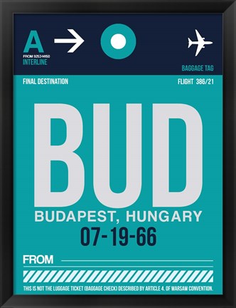 Framed BUD Budapest Luggage Tag II Print