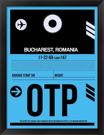 Framed OTP Bucharest Luggage Tag II Print