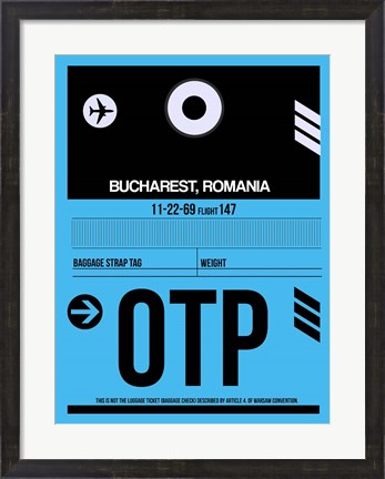 Framed OTP Bucharest Luggage Tag II Print