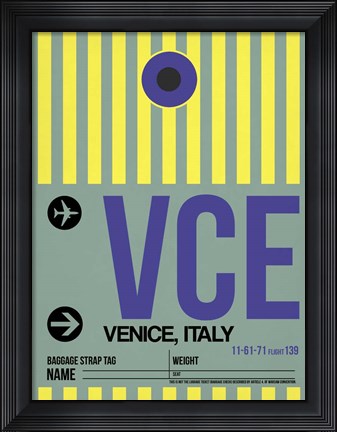 Framed VCE Venice Luggage Tag I Print