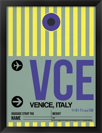 Framed VCE Venice Luggage Tag I Print