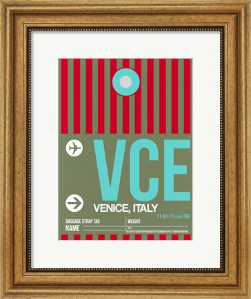 Framed VCE Venice Luggage Tag II Print