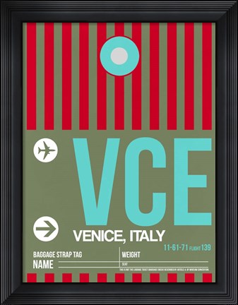 Framed VCE Venice Luggage Tag II Print