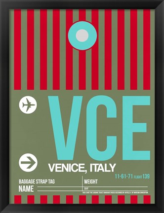 Framed VCE Venice Luggage Tag II Print