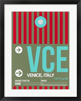 Framed VCE Venice Luggage Tag II Print